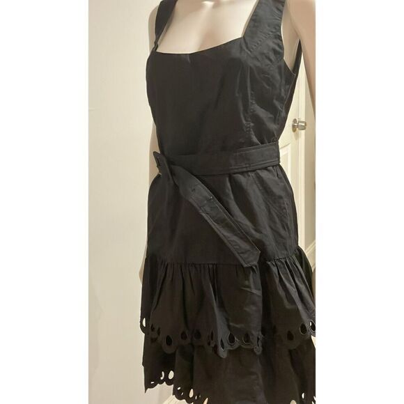 En Saison Black Crista Tiered Eyelet Mini Dress with Belt Size Large - Picture 10 of 11